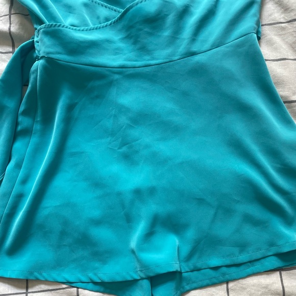 🇫🇷 Vintage Lolita Lempicka Turquoise Wrap-Around Backless Short Romper, Size 8 - Picture 9 of 16